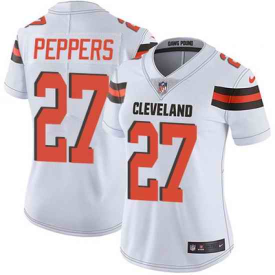 Nike Browns #27 Jabrill Peppers White Womens Stitched NFL Vapor Untouchable Limited Jersey